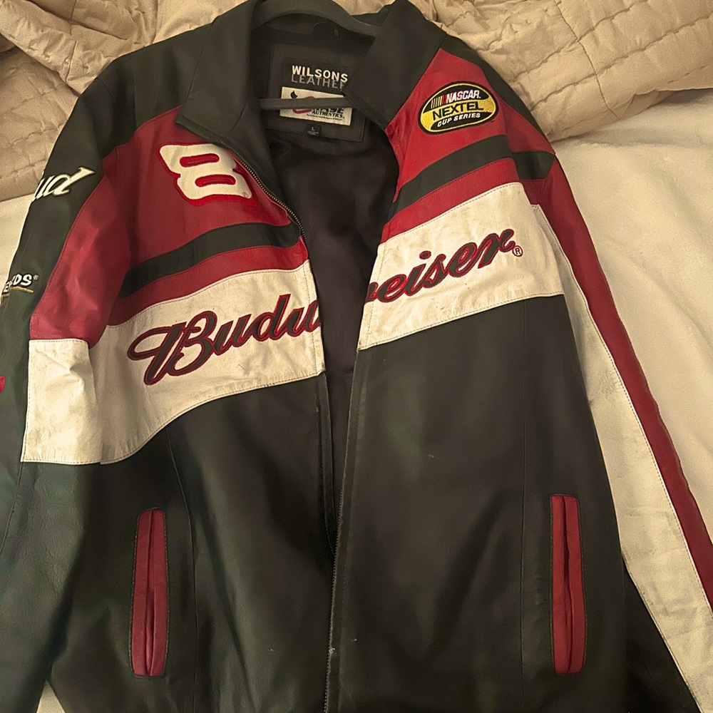 Vintage Dale Earnhardt Jr #8 Chase Wilsons Leather Budweiser NASCAR L Jacket